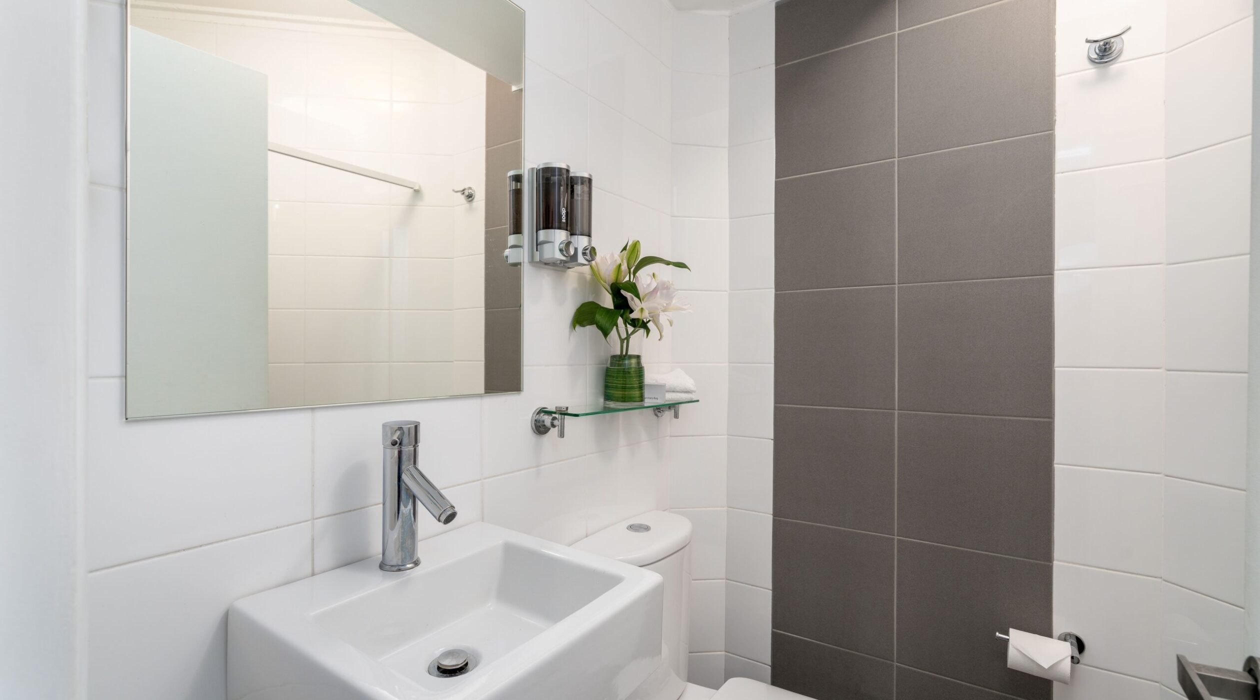 Wash Room with Bathroom and Mirror